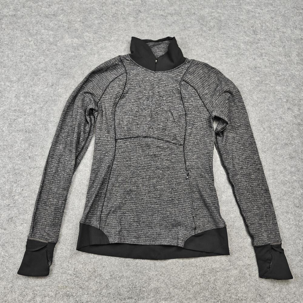 Lululemon Hoodie Womens 8 Gray 1/4 Zip Pullover High Neck Pockets Yoga Gym